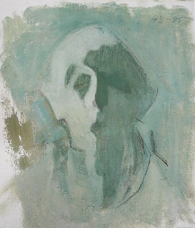Green Self-Portrait Light and Shadows by Helene Schjerfbeck